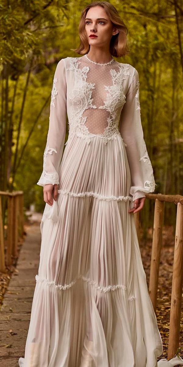 long-sleeve-wedding-dresses-vintage-straight-lace-high ...