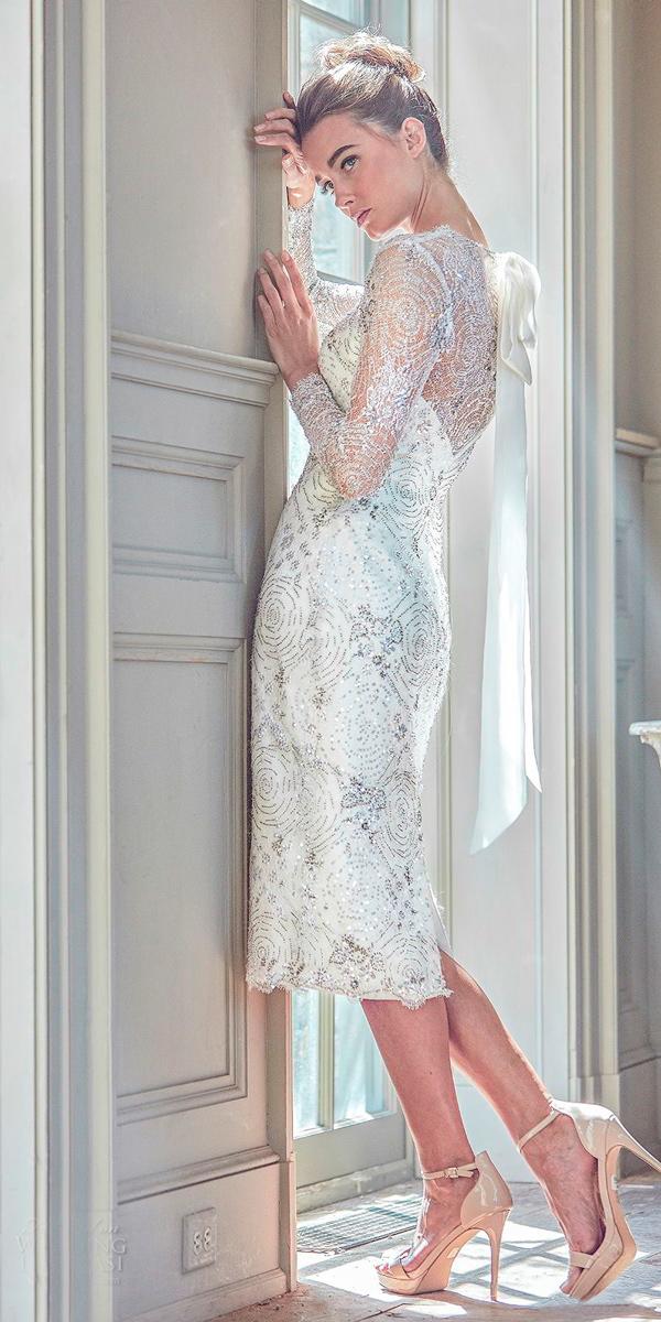 long sleeves illusion jewel straight across neck full embellishment art deco vintage wedding dresses 1920s sareh nouri