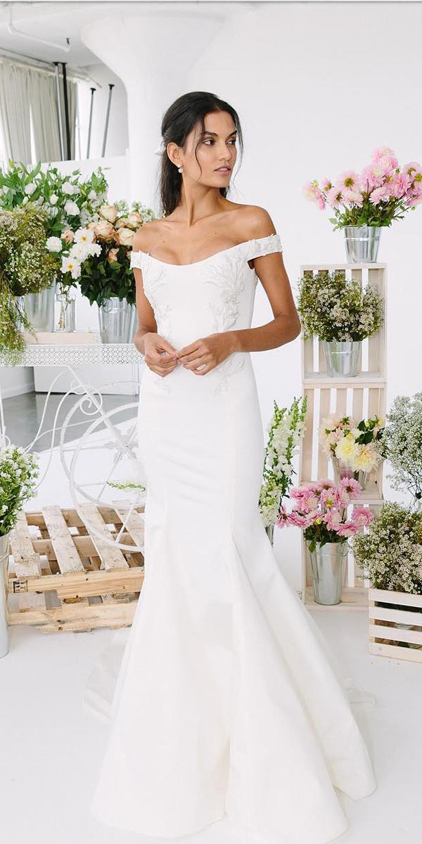 mermaid wedding dresses off the shoulder modest marchesa fashion