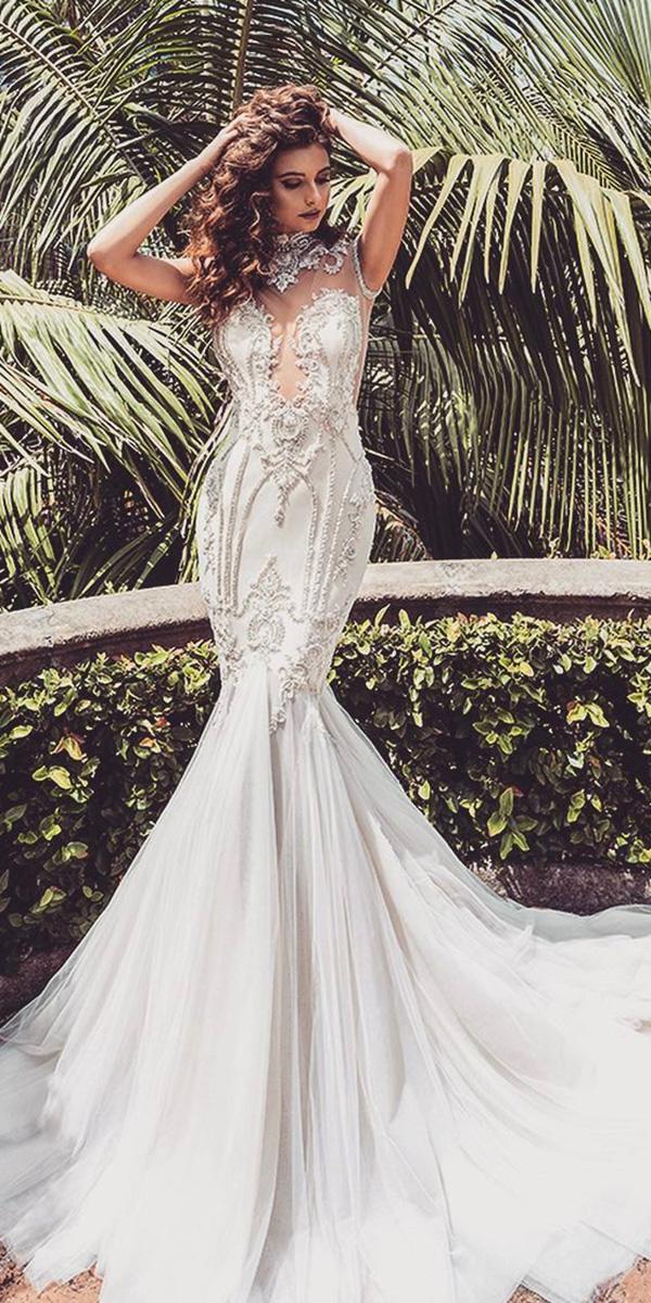 mermaid wedding dresses sweetheart high neck beaded leah da gloria
