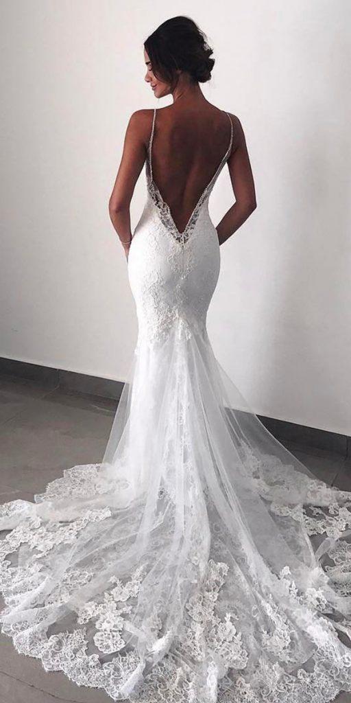 mermaid wedding dresses with spaghetti straps low back enzoani