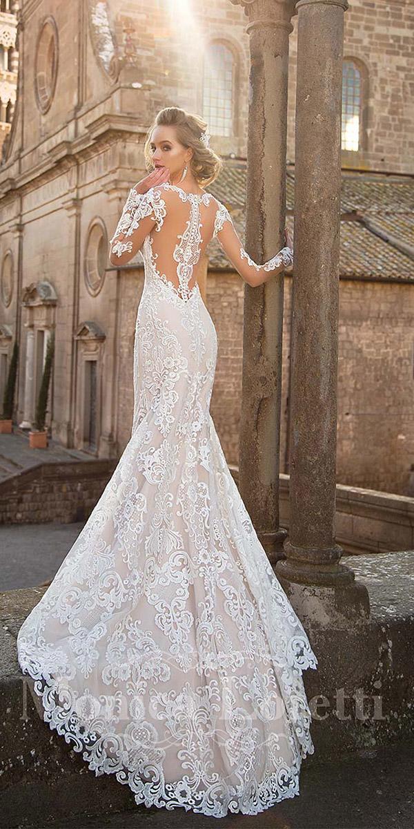 monica loretti wedding dresses with long sleeves tattoo effect back