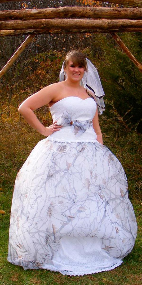 purple and camo wedding dress