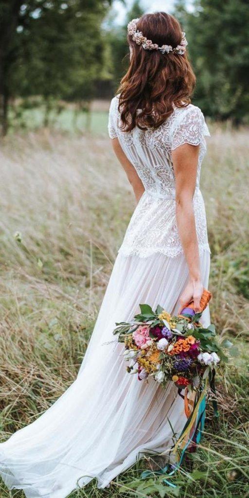 rustic lace wedding dresses a line with cap sleeves ladonna hochzeits atelier