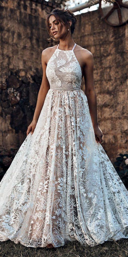 rustic lace wedding dresses country halter neckline lace grace love lace