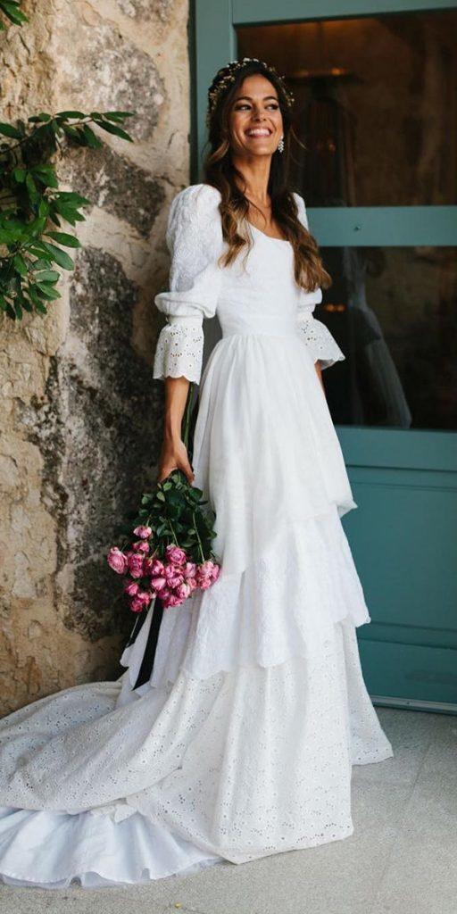  rustic lace wedding dresses with sleeves ruffled skirt lorenasanjose_photographer
