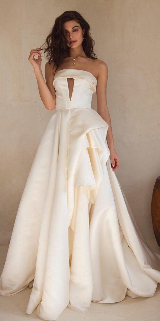  strapless wedding dresses simple straight neckline modern sarahseven