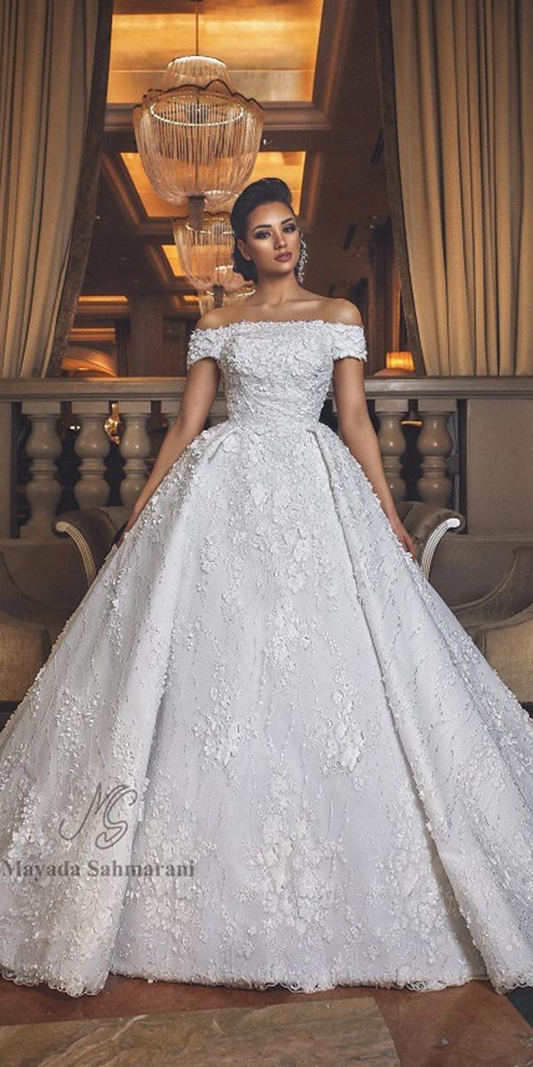 trendy wedding dresses ball gown straight neckline off the shoulder mayada sahmaranihaute couture