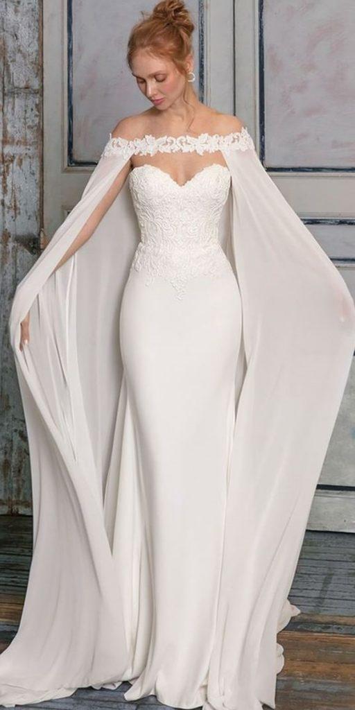 trendy wedding dresses sheath sweetheart strapless with cape justin alexander
