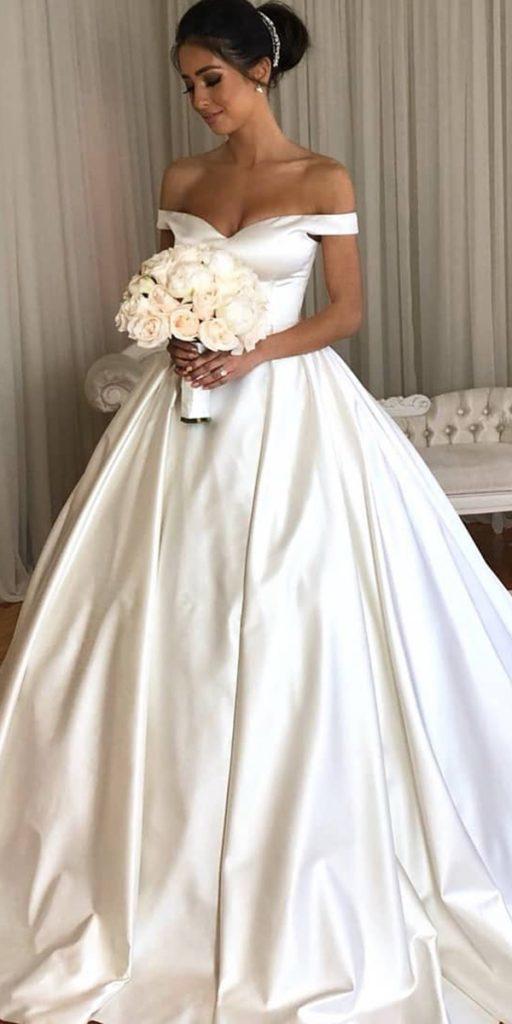  trendy wedding dresses simple ball gown off the shoulder sweetheart neckline personalised couture