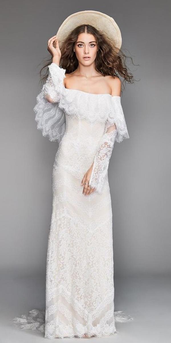 trendy wedding dresses straight across lace with sleeves willow by watters