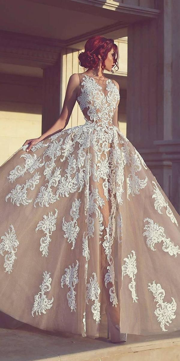 unique lace wedding dresses a line champagne luxury eden haute couture