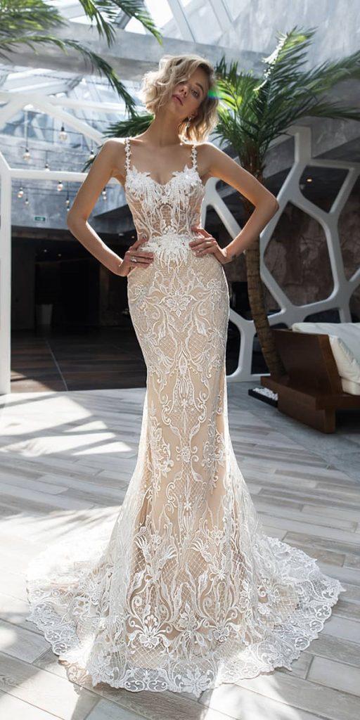 unique lace wedding dresses mermaid with spaghetti straps sweetheart wedding strekoza