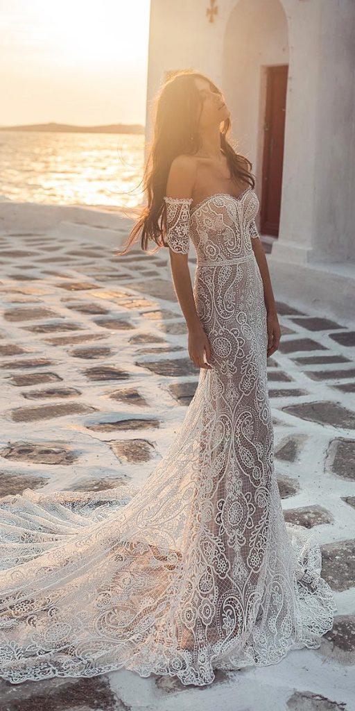 unique lace wedding dresses sheath sweetheart with detached sleeves for beach julie vino bridal