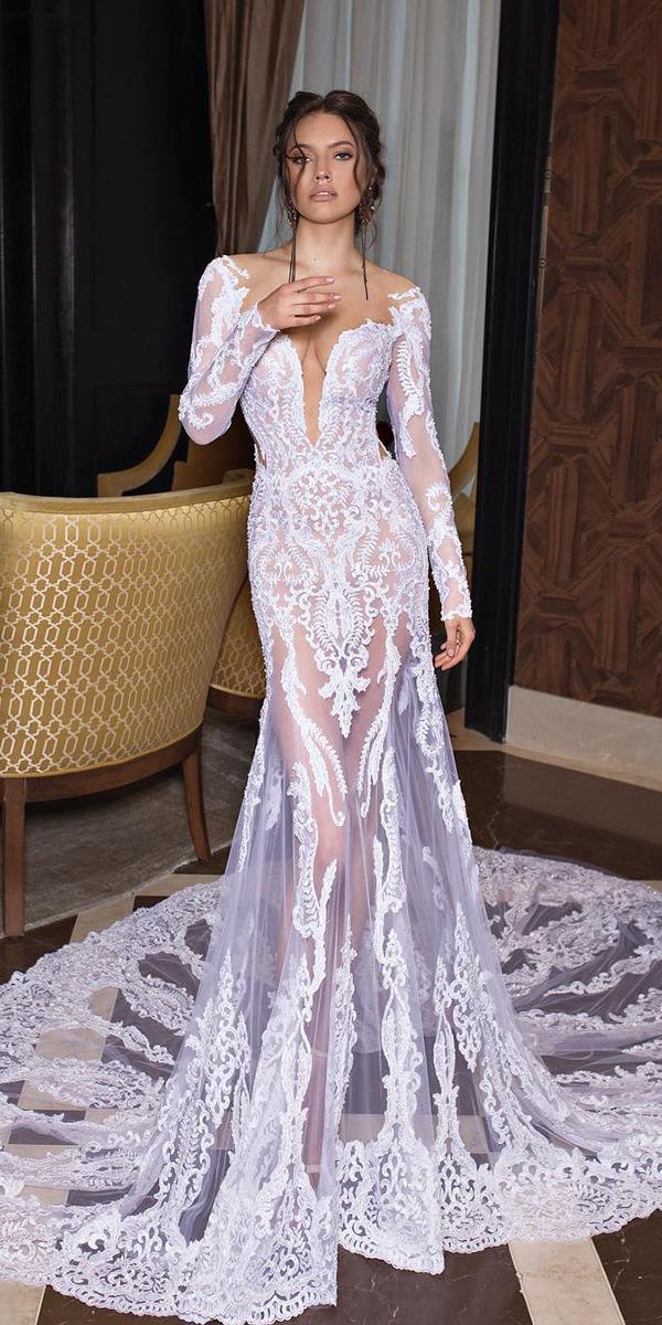 unique lace wedding dresses sheath with long sleeves sexy 2018 dimitrius dalia