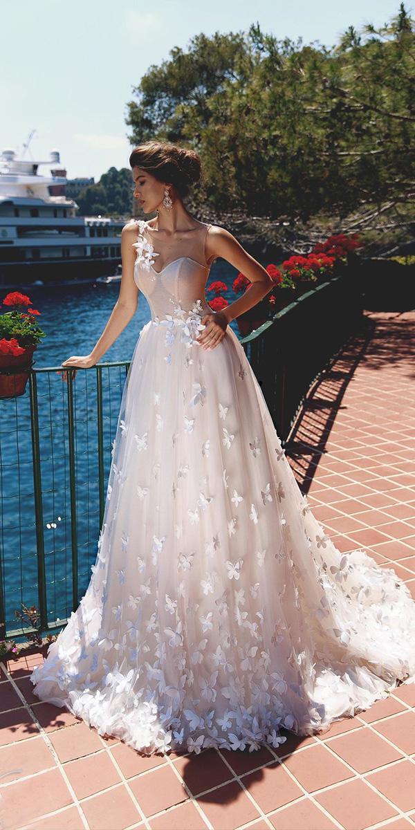 viero wedding dresses a line illusion neckline floral appliques