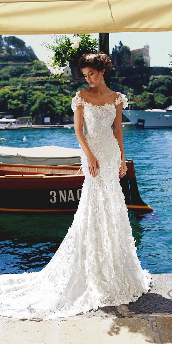 viero wedding dresses trumpet off the shoulder floral appliques