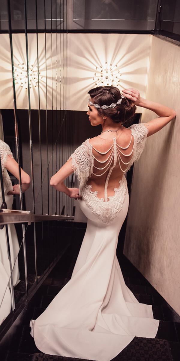 vintage wedding dresses 1920s mermaid low back embroidered backless lace with sleeves galia lahav