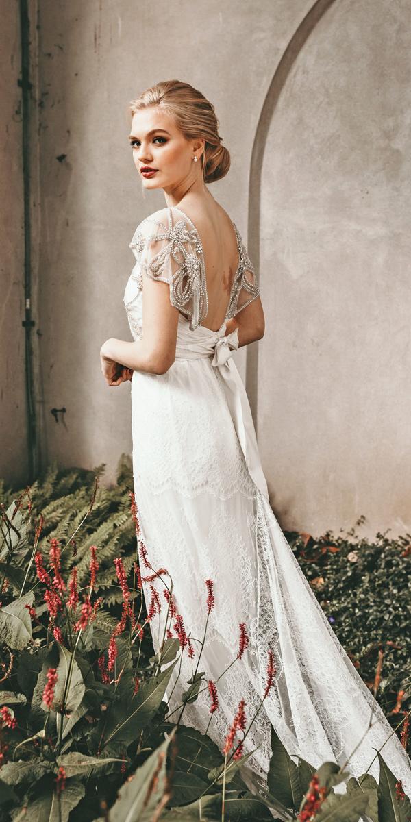 vintage wedding dresses 1920s straight open back embroidered hand beaded shoulders anna campbell