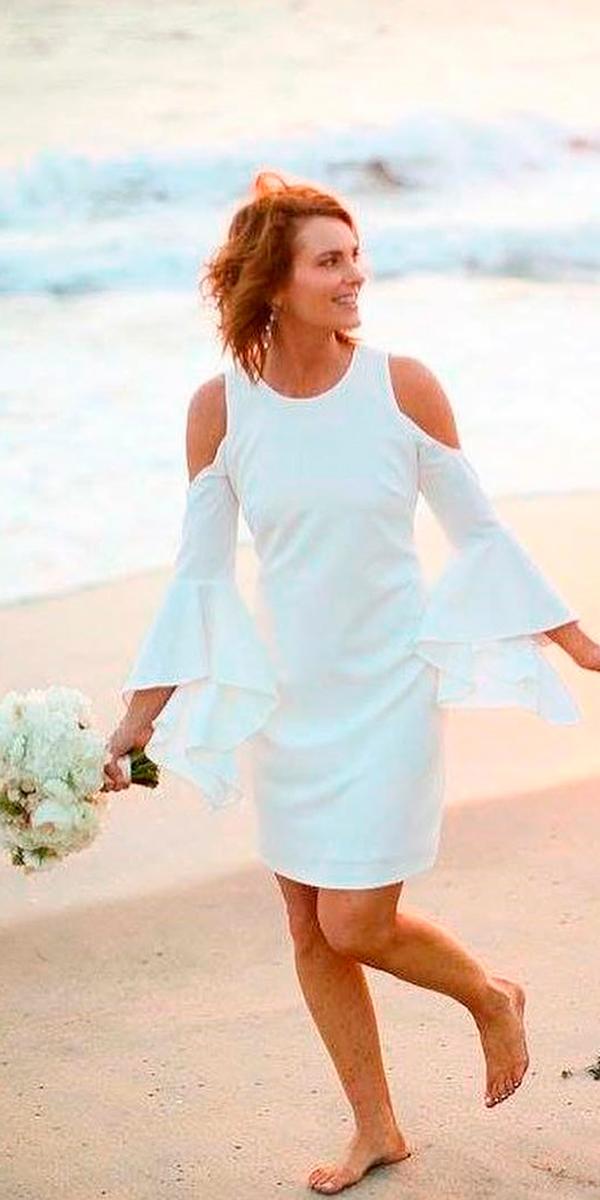 beach simple wedding dresses short simple open shoulders long sleeves melissamcclure