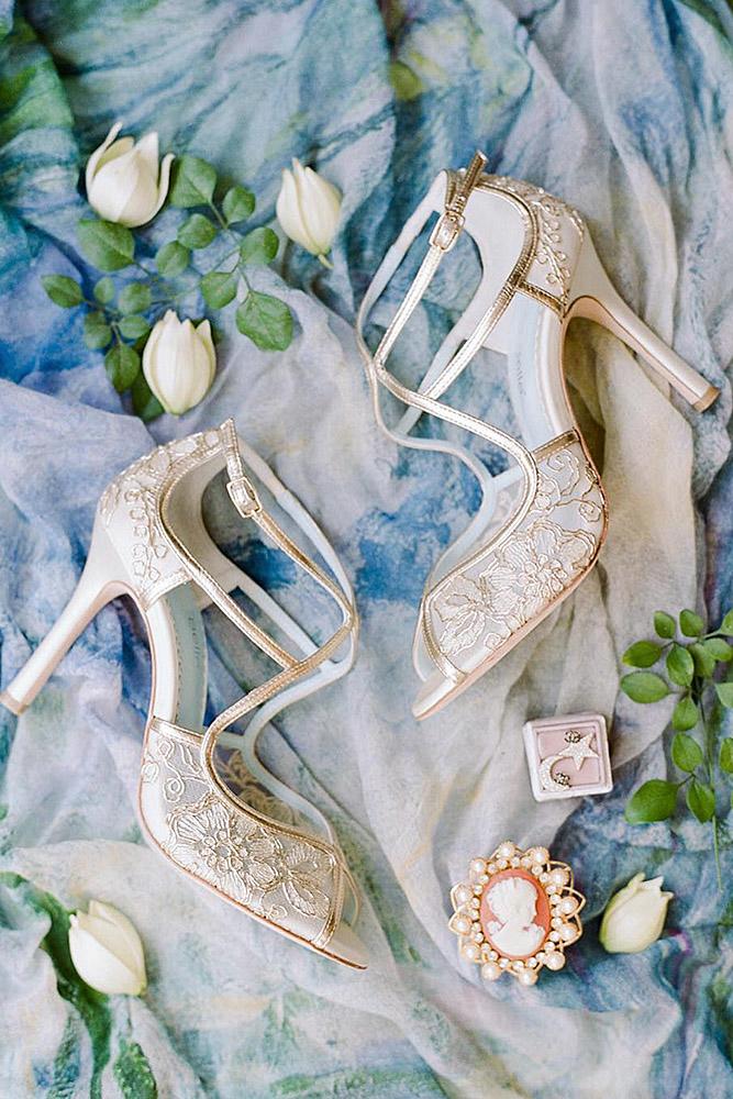 comfortable wedding shoes with gold floral rebecca yale