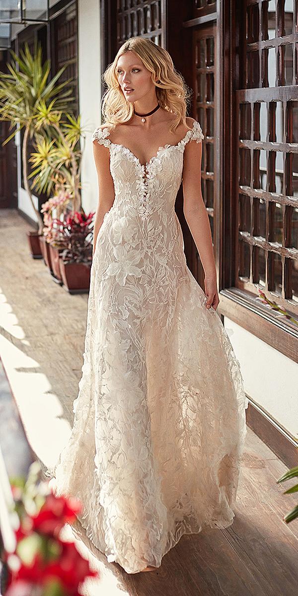 galia lahav wedding dresses a line off the shoulder sweetheart neckline floral appliques 2018
