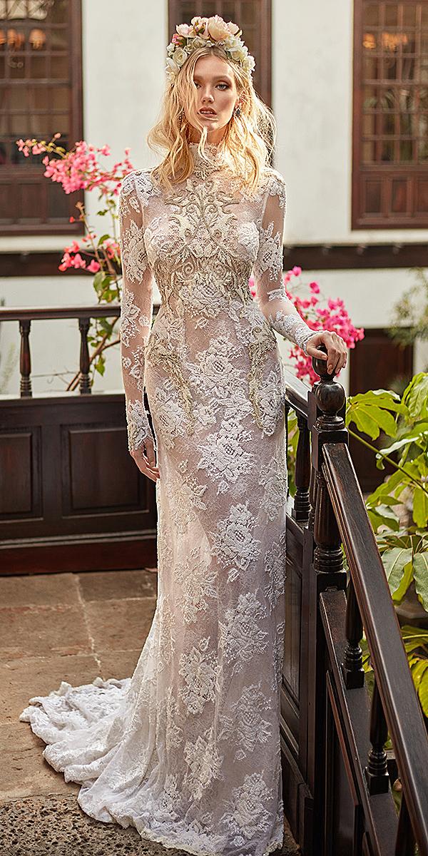 galia lahav wedding dresses with long sleeves high neck embellishment with beads 2018