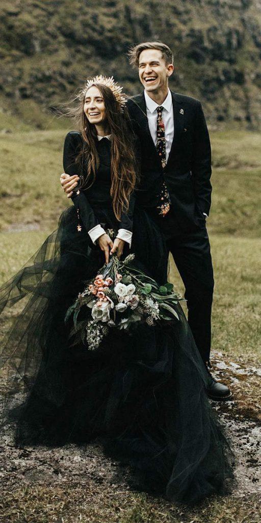 gothic wedding dresses a line with long sleeves black sweet caroline styles