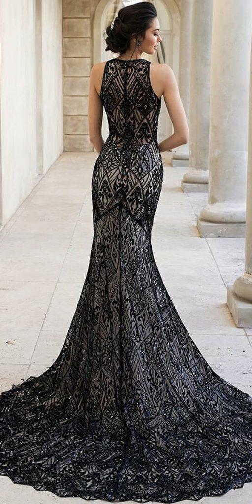gothic wedding dresses mermaid vintage sleeveless black and white mon cheri bridals