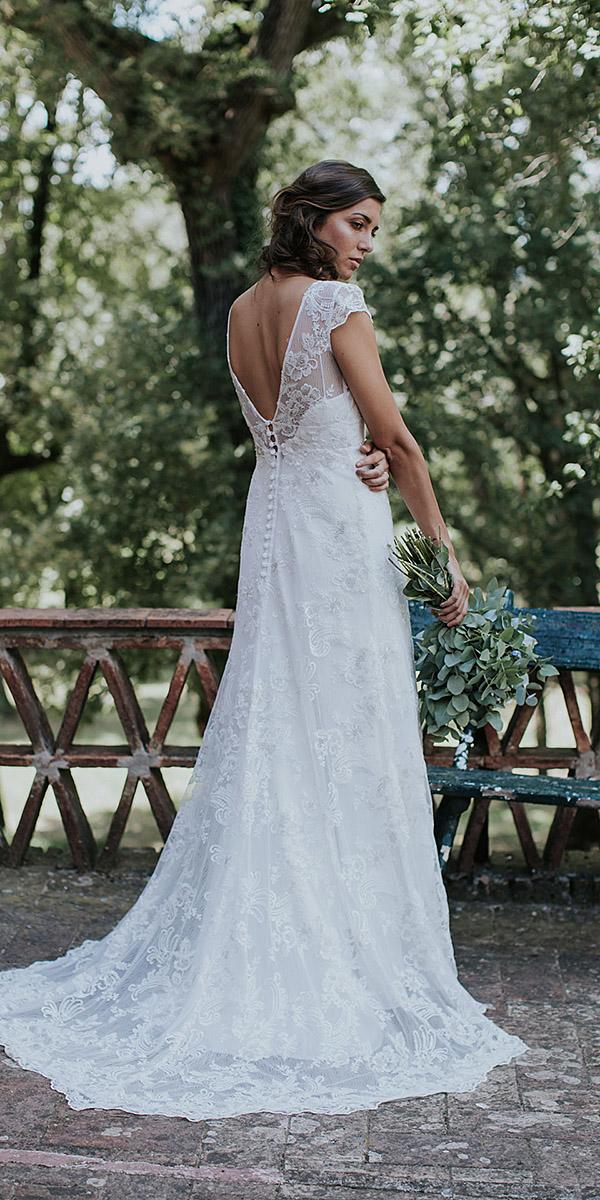 lavetis wedding dresses v back with cap sleeves buttons full lace vintage 2018