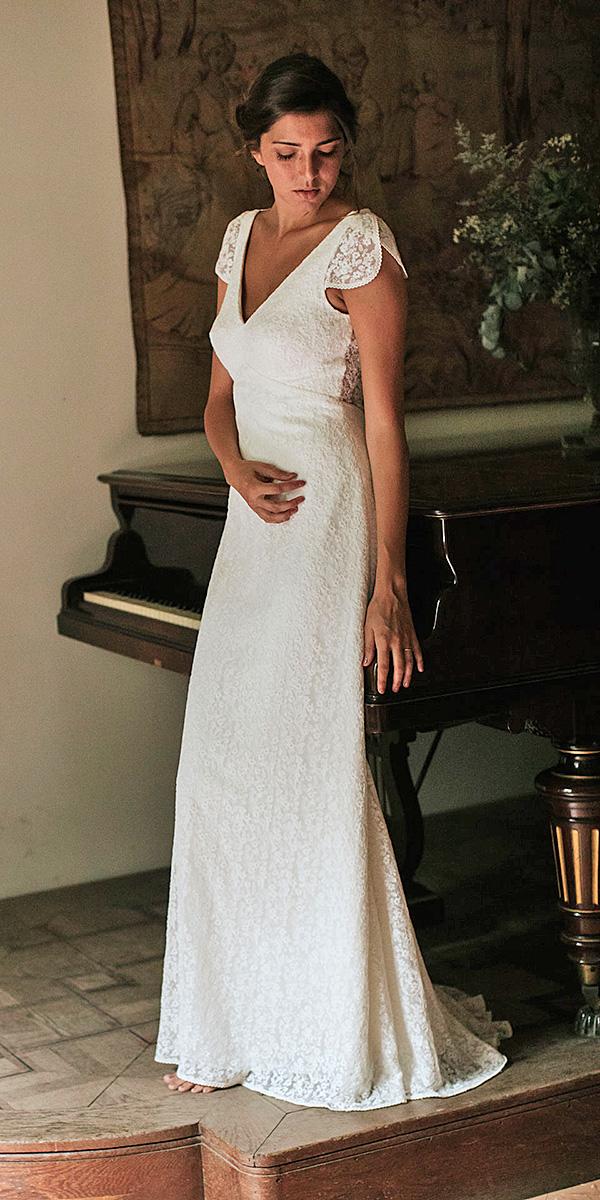 lavetis wedding dresses v neckline with cap sleeves lace vintage 2018
