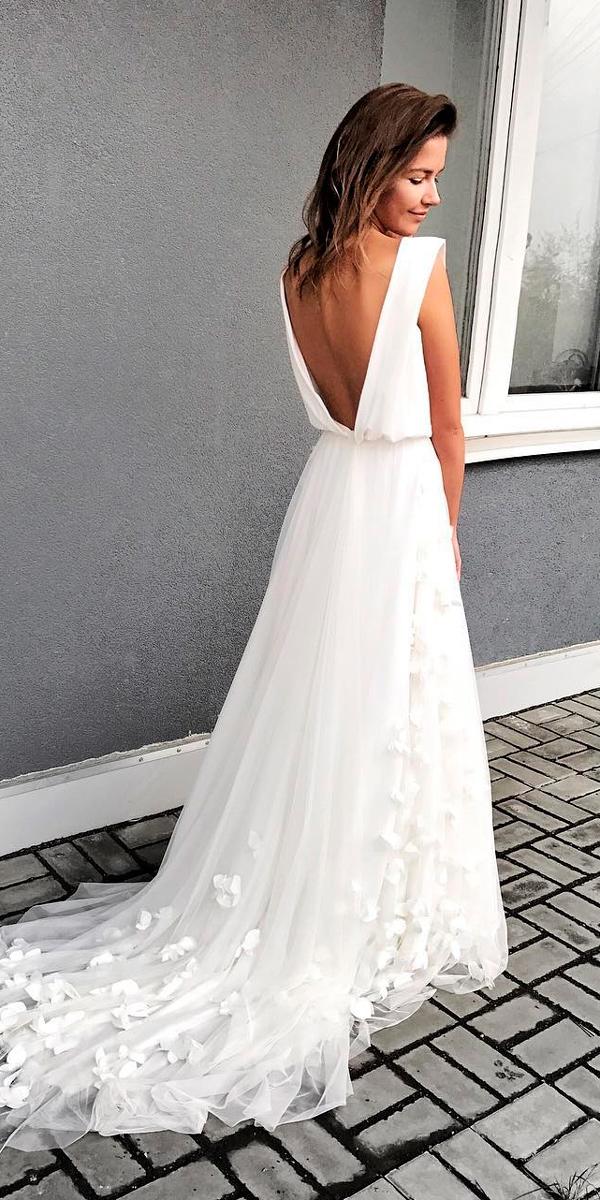 simple wedding dresses a line cap sleeves low back with train murashka official