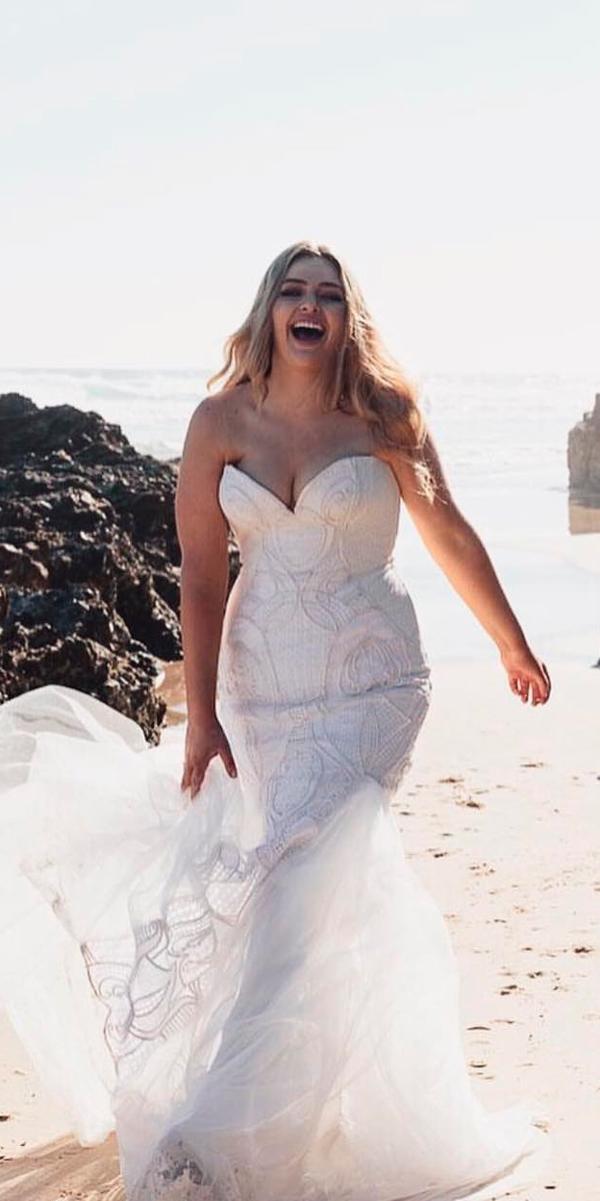 simple wedding dresses beach plus size strapless sweetheart neckline lace chosen by one day