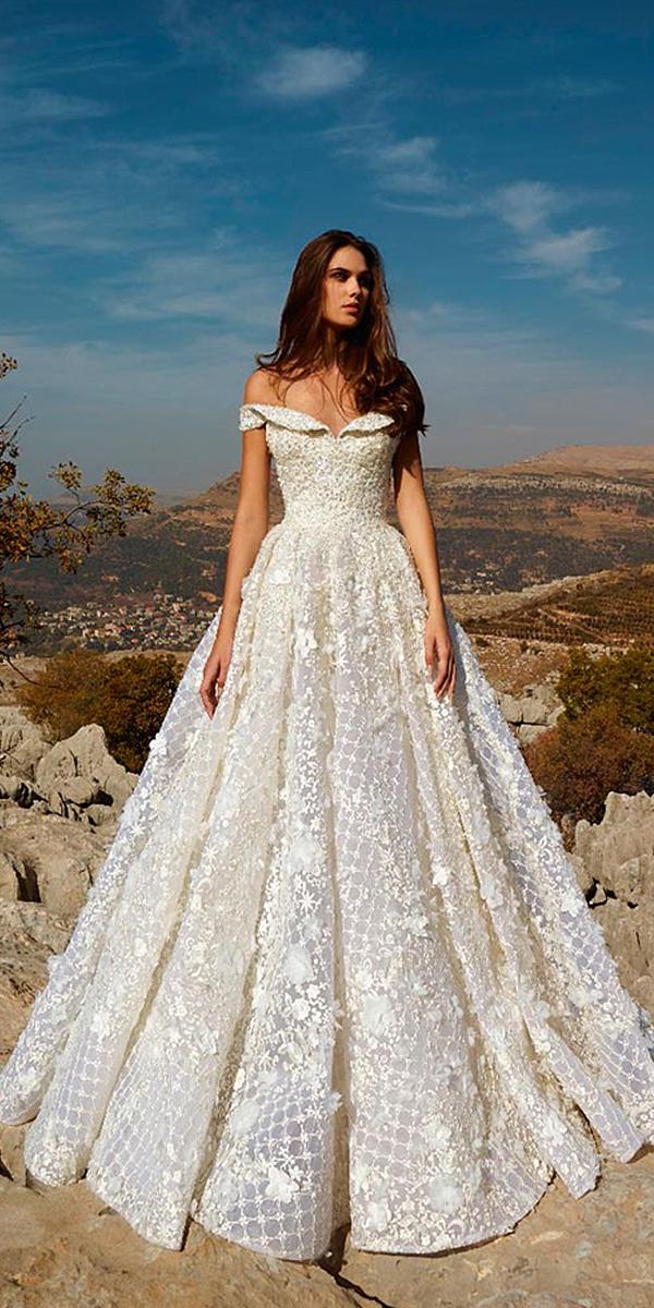 tony ward wedding dresses ball gown off the shoulder floral appliques ivory