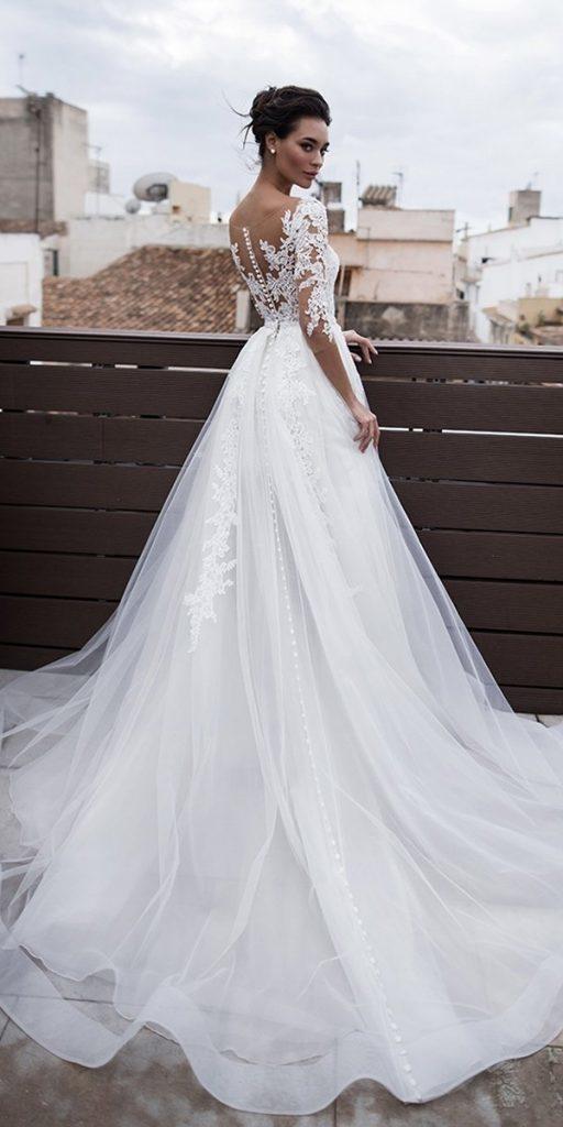 top wedding dresses a line with illusion sleeves lace noranaviano sposa