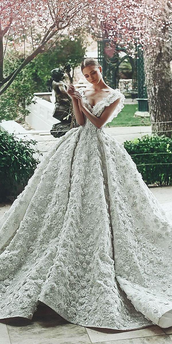 top wedding dresses ball gown neckline floral appliques said mhamad photography