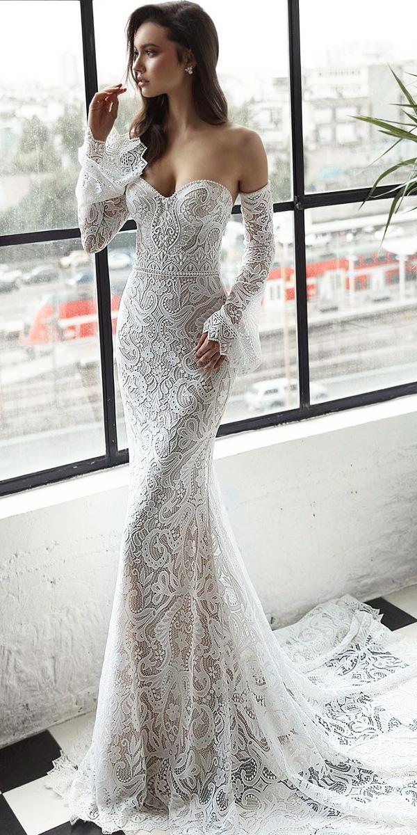 top wedding dresses detached sleeves lace sweetheart julie vino bridal