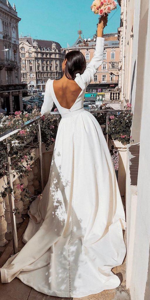 top wedding dresses simple a line with long sleeves v back milla nova
