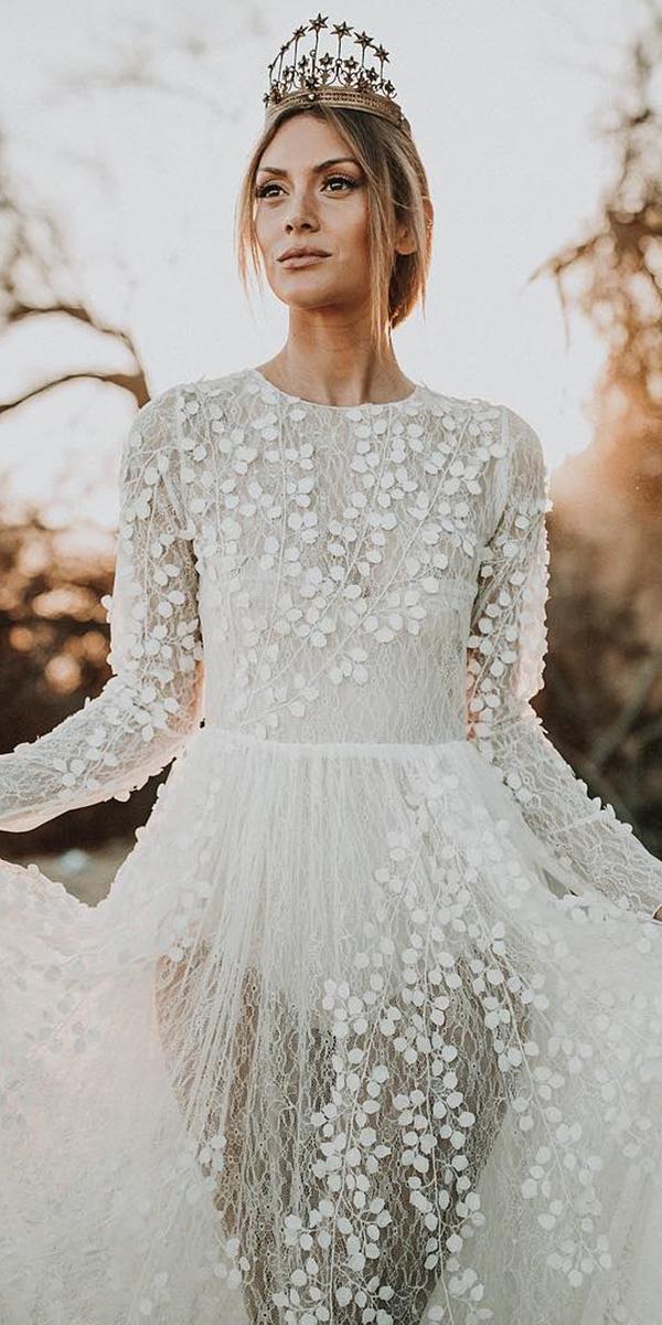 top wedding dresses with long sleeves lace floral appliques alicia rueda atelier