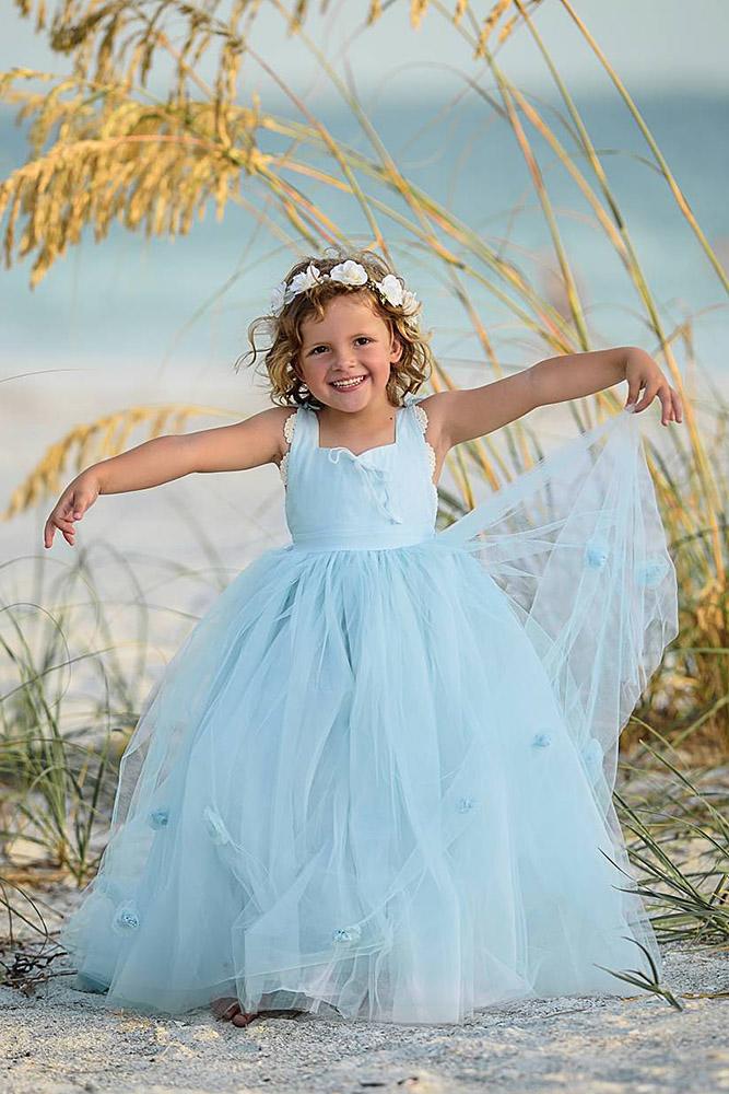 tutu flower girl dresses blue simple tulle skirt irinkac33