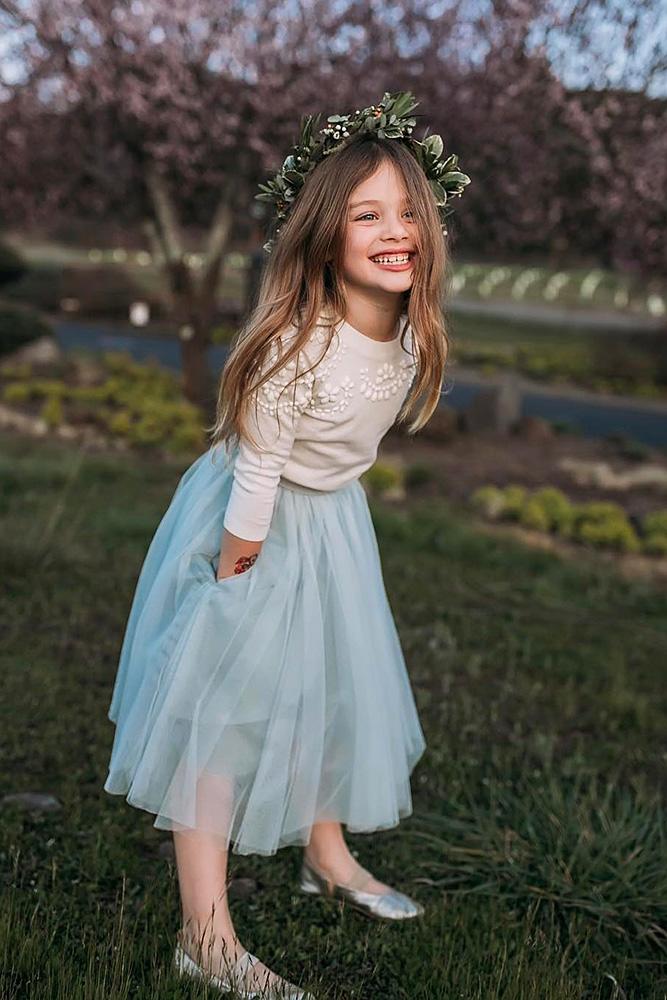 tutu flower girl dresses blue skirt country tulle drelowry