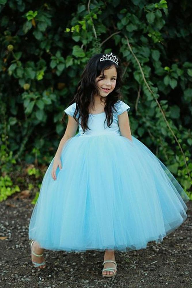 tutu flower girl dresses with cap sleeves blue june bridals