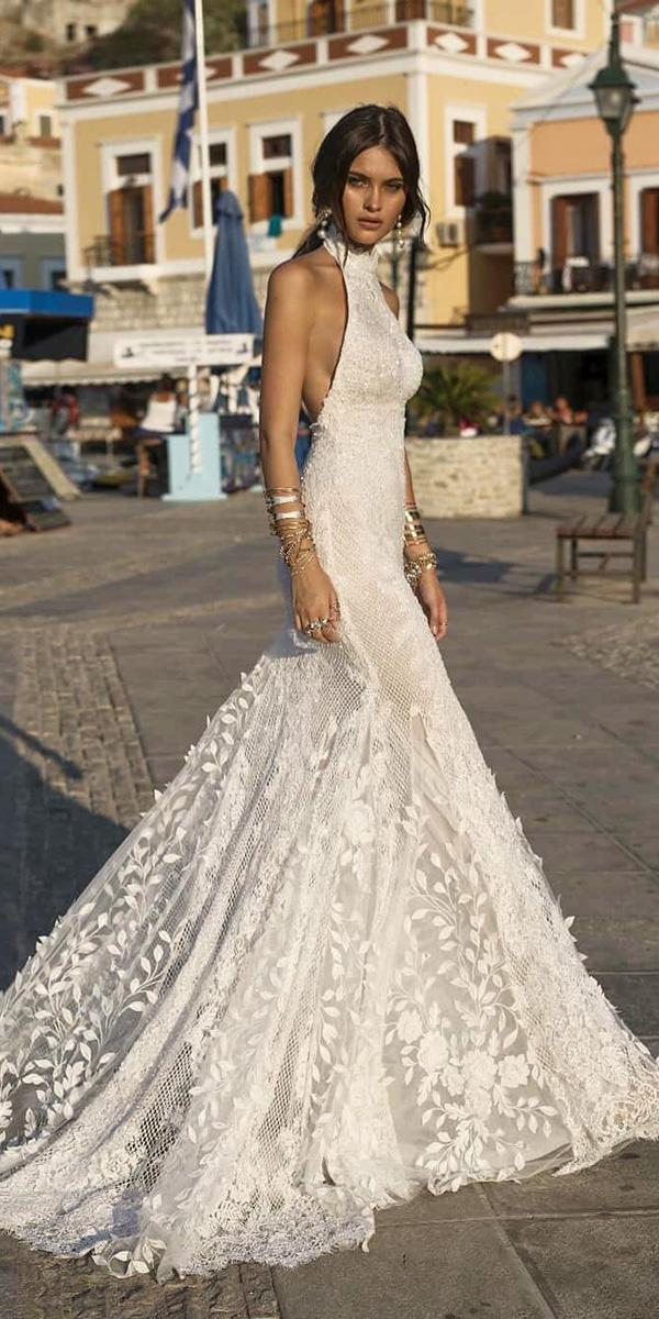 top wedding dresses sheath halter neckline floral lian rokman