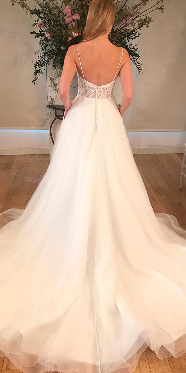 a line open back lace spaghetti straps princess wedding dresses kelly faetanini