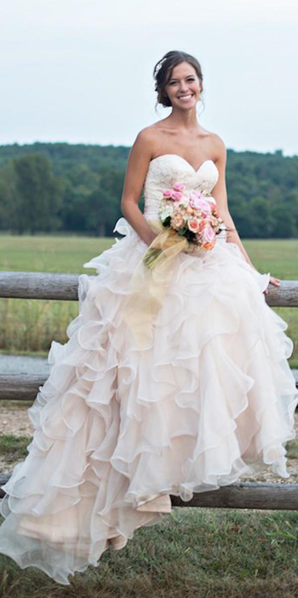 ball gown country camo wedding dresses ruffled skirt strapless sweetheart neckline jessica yates