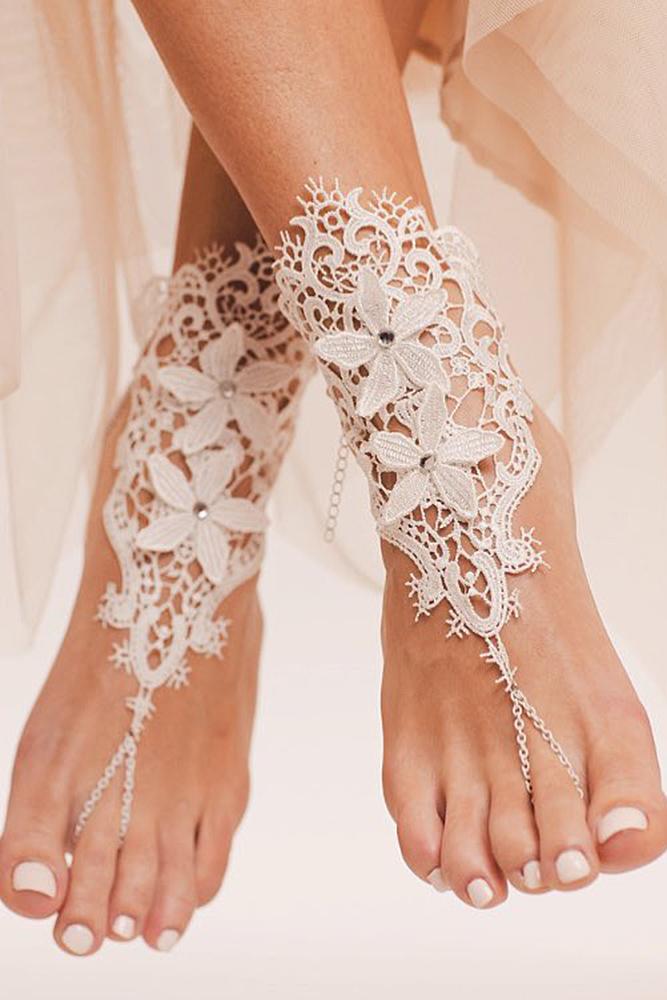 beach wedding shoes lace barefoot for bride bare sandals