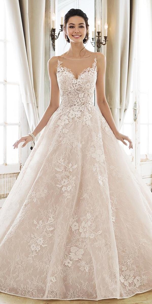 blush a line lace sweetheart neck with straps princess wedding dresses sophia tolli