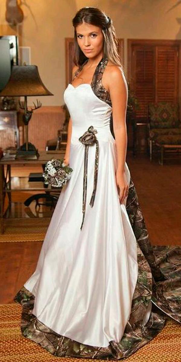 country camo wedding dresses a line white sweetheart halter neckline real tree