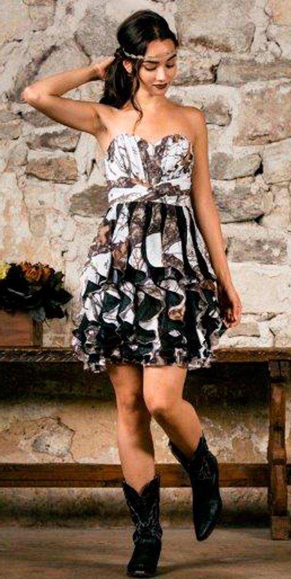 country camo wedding dresses short strapless sweetheart neck with layered skirt carrafina