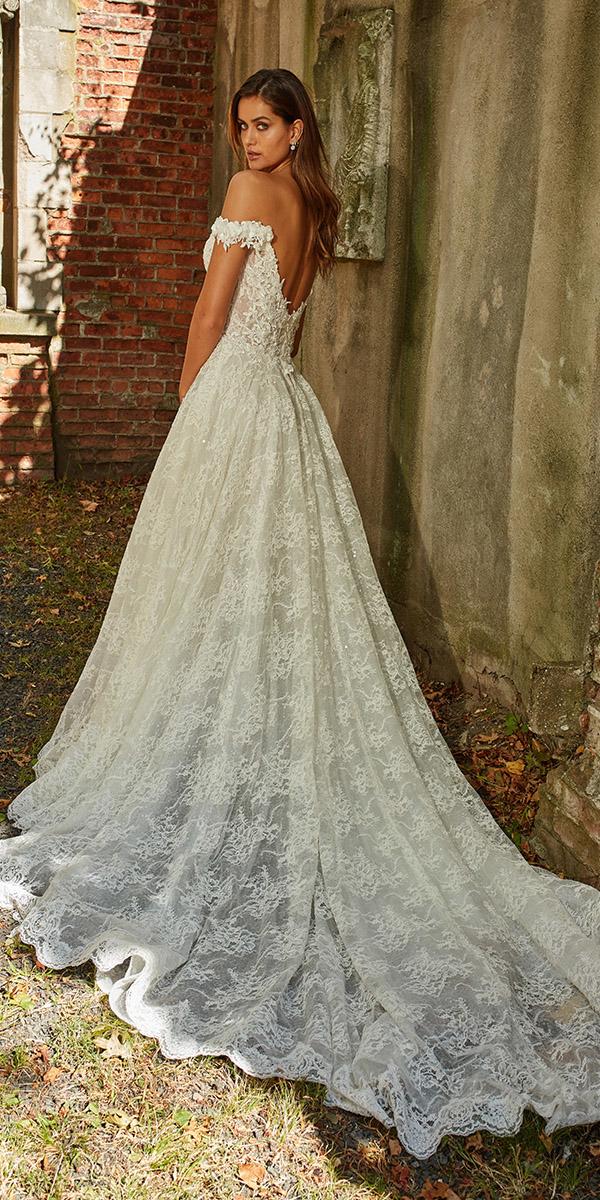 eve of milady wedding dresses a line off the shoulder lace with floral